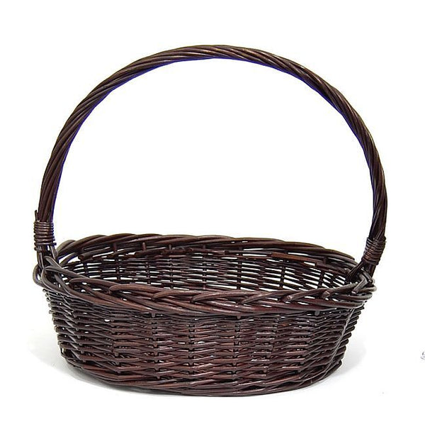 Petit panier ovale en osier foncé avec anse