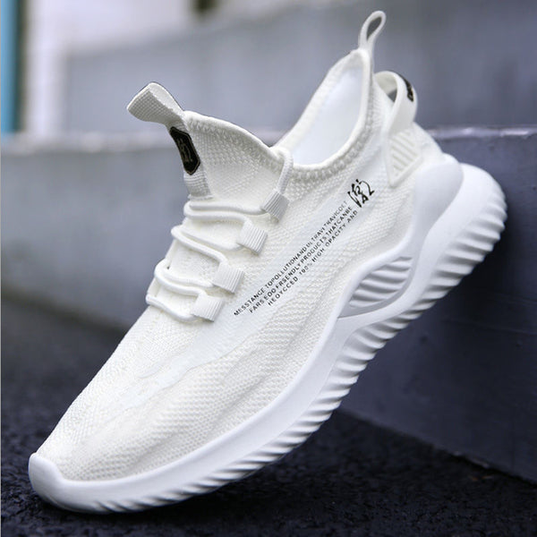 Basket blanche respirante pour homme avec tige en mesh, vue de côté