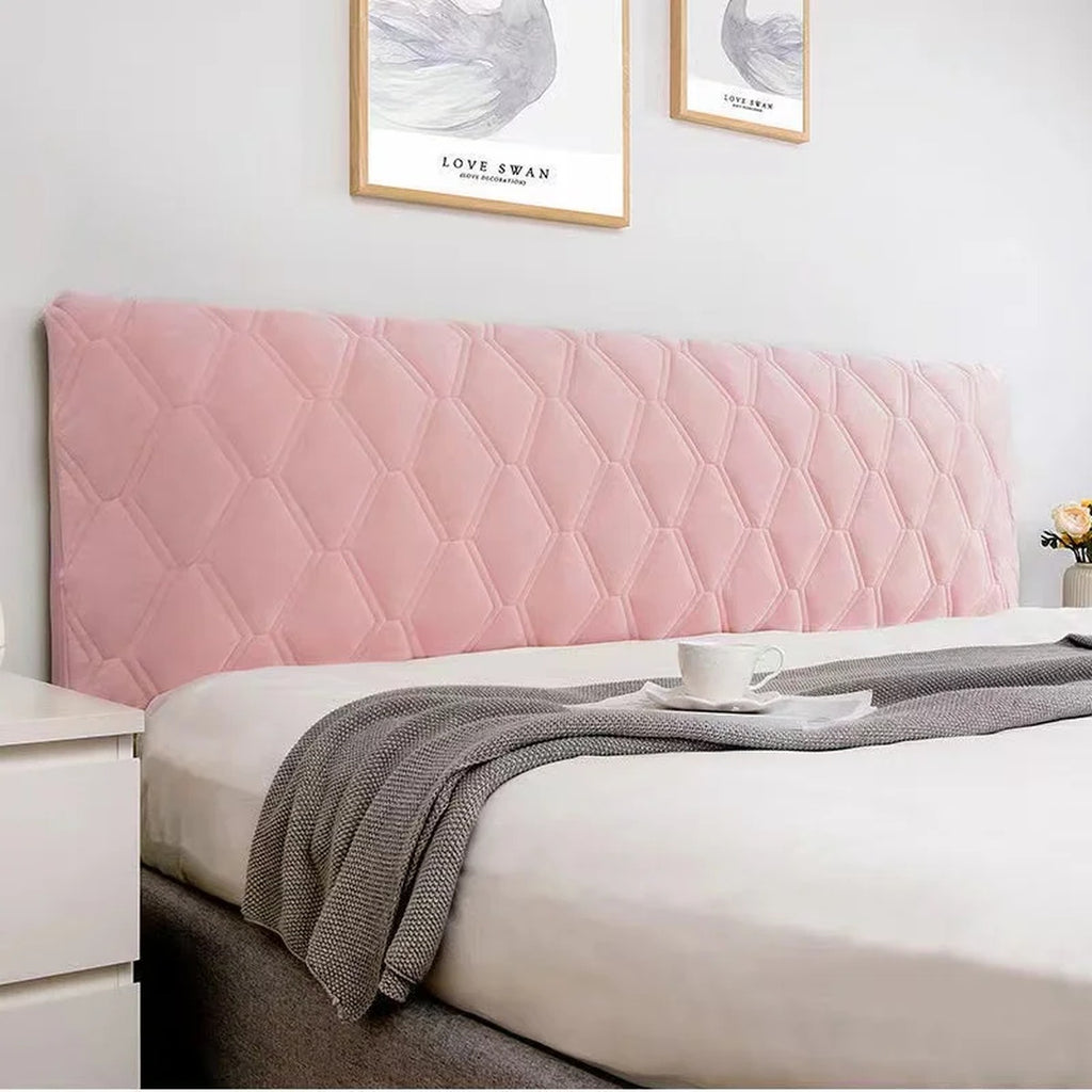 Housse de tête de lit extensible en velours matelassé – anti-poussière