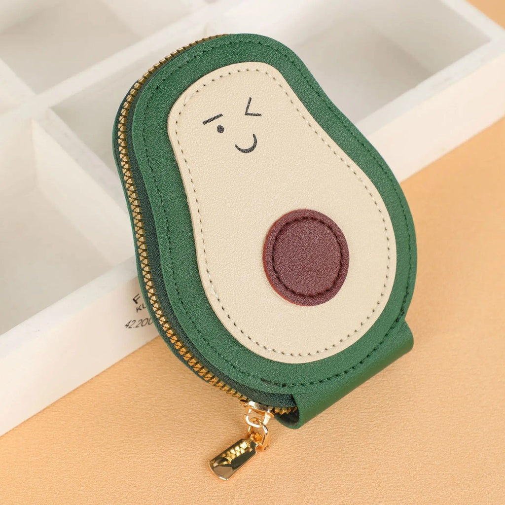 Porte-cartes avocat en simili-cuir PU – pochette zippée