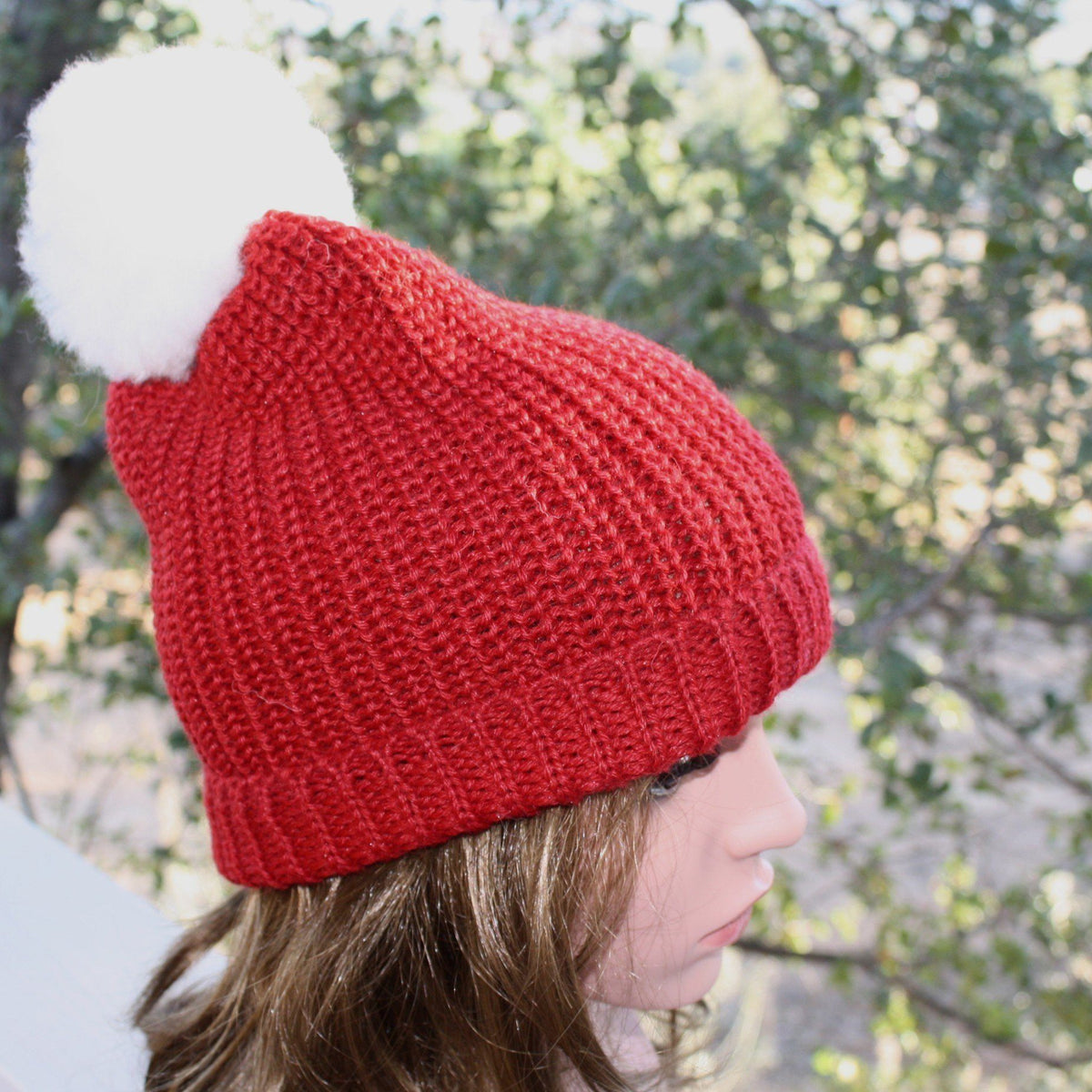 Tuque à pompon cannelée 100 % alpaga