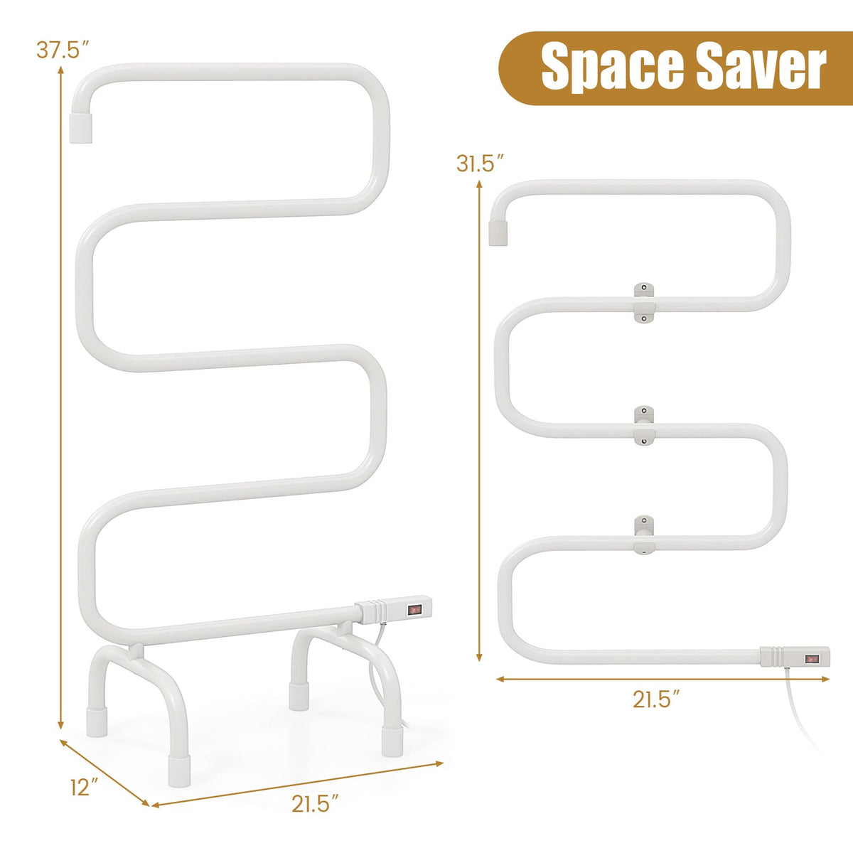 Sèche-serviettes électrique 100W, porte-serviettes chauffant