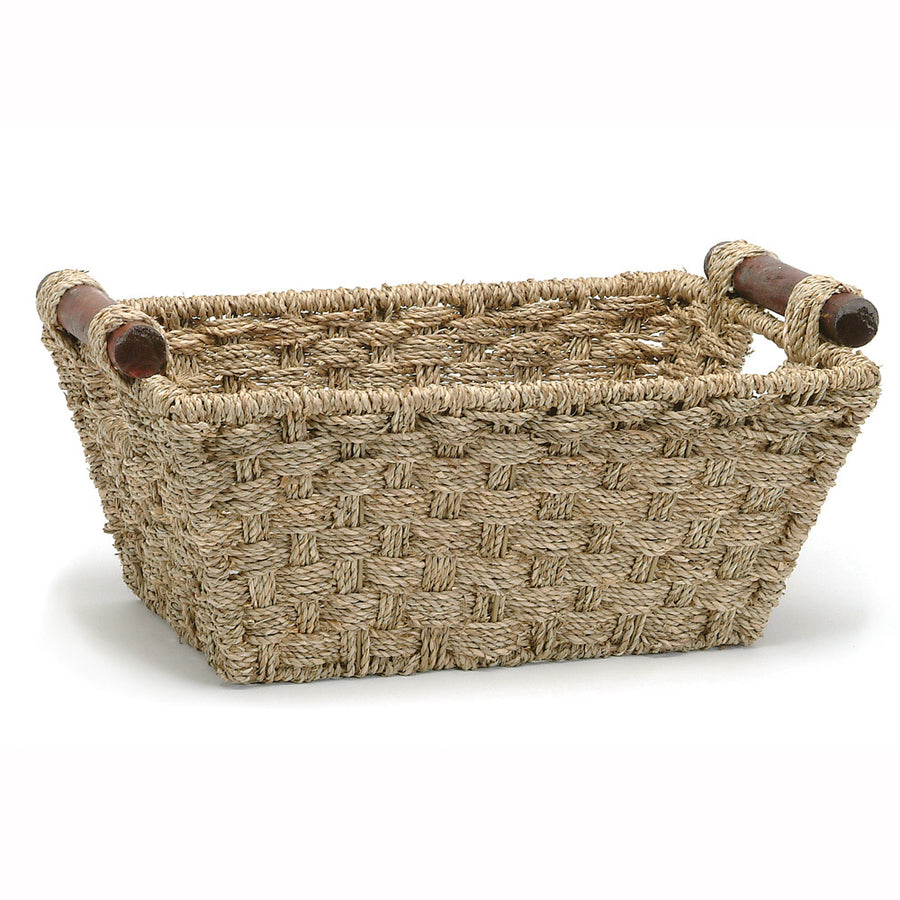 Panier de rangement rectangulaire en jonc de mer, petit