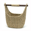 Panier gondole en jonc de mer avec poignée en bois, moyen