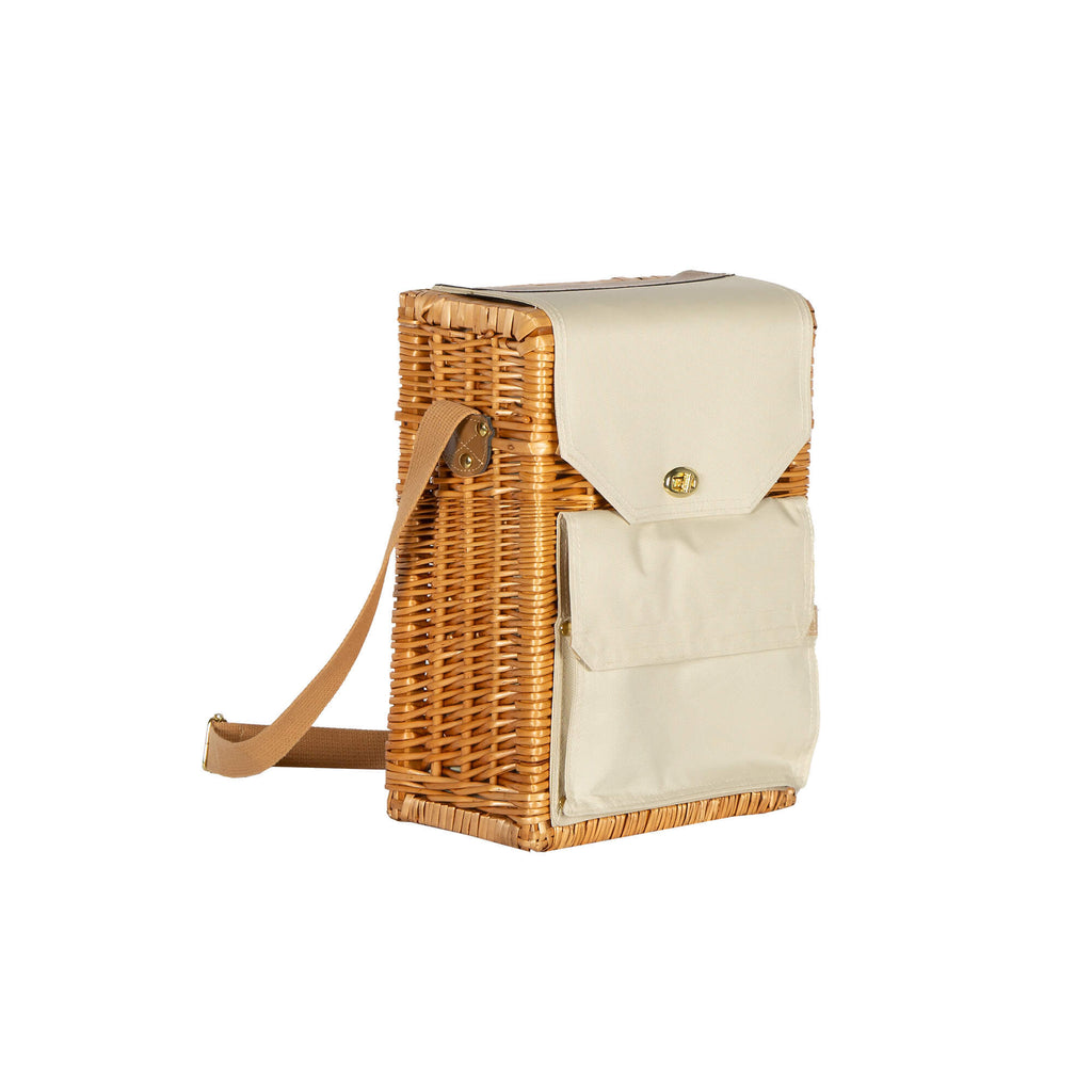 Sac à vin en osier pour 2 bouteilles avec plateau à fromage