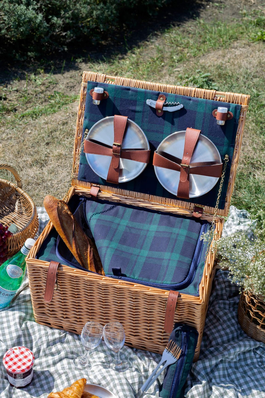 Panier pique-nique en osier pour 6 personnes, isotherme