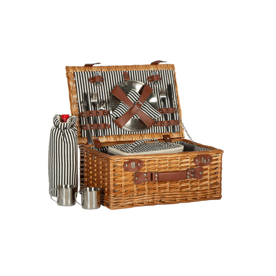 Panier pique-nique en osier pour 4 personnes avec sac isotherme amovible