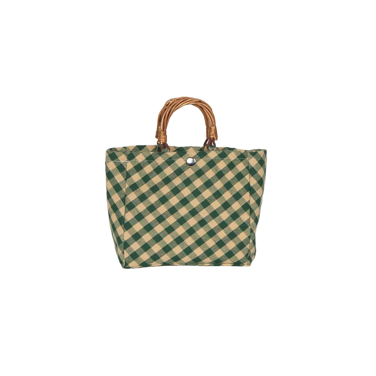 Sac en tissu avec poignées en osier, vert