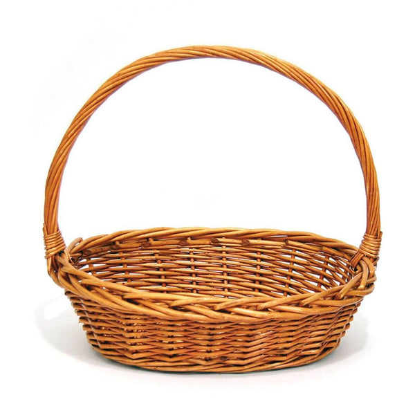 Grand panier ovale en osier miel avec anse