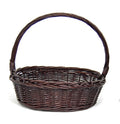 Petit panier ovale en osier foncé avec anse