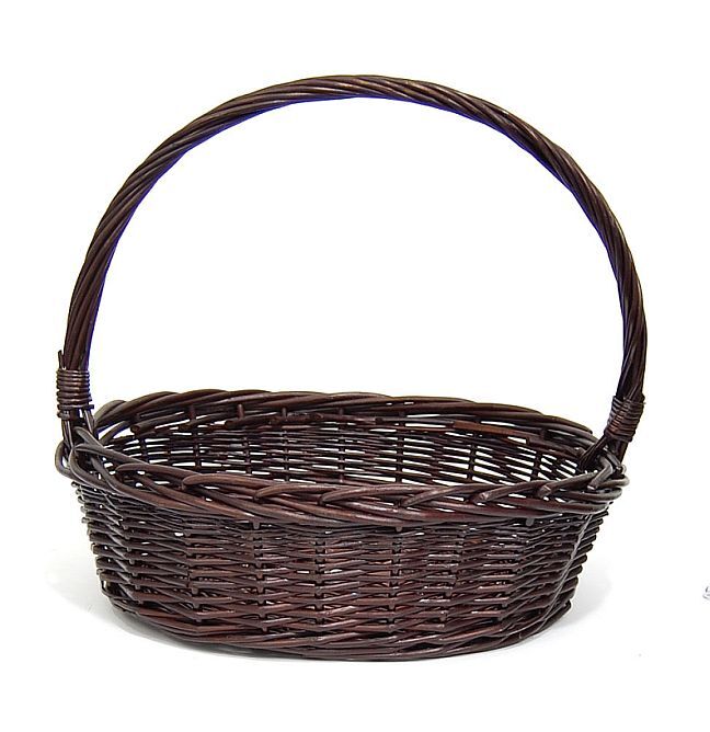 Petit panier ovale en osier foncé avec anse