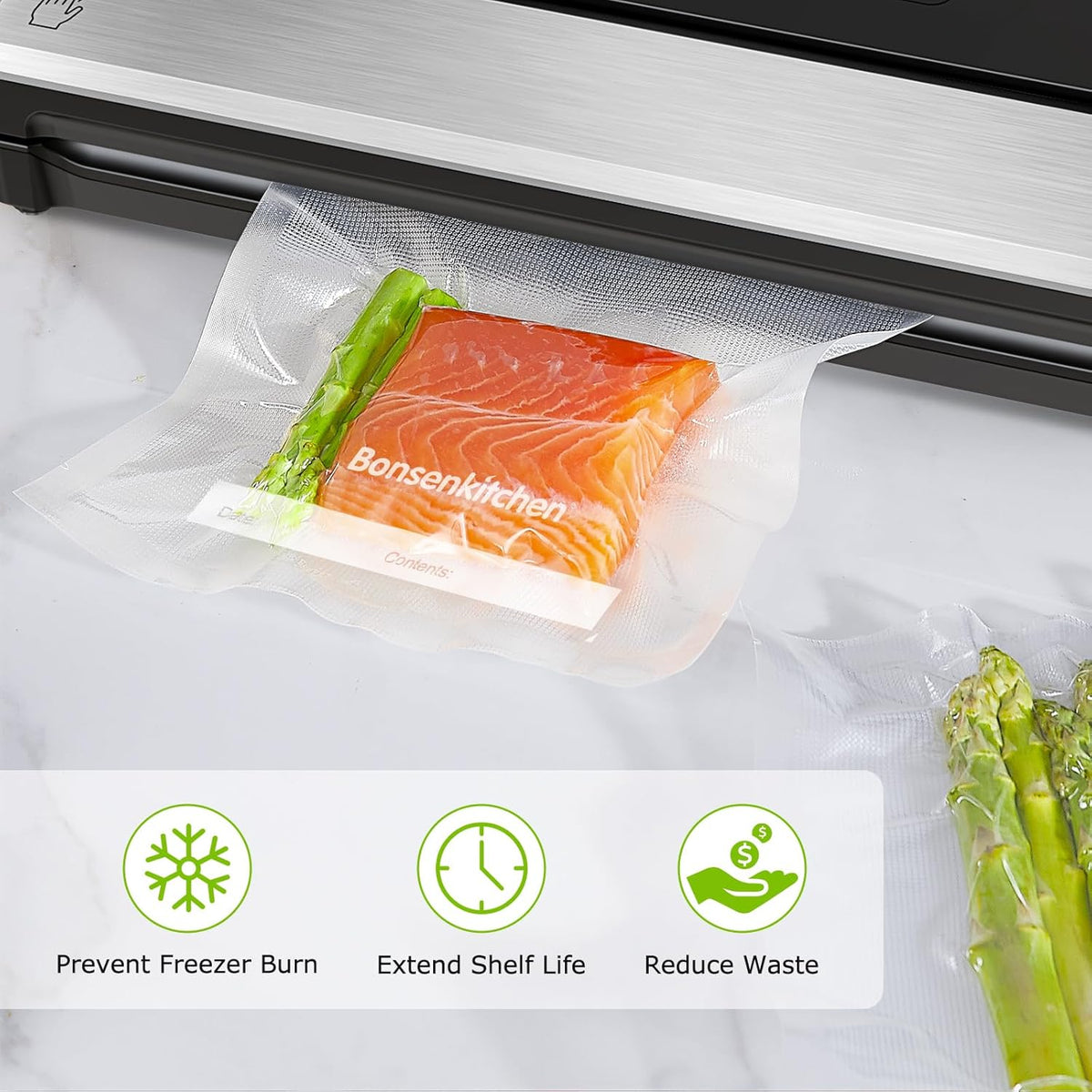 Sacs sous vide alimentaire 8x12 po, 200 pièces, sans BPA
