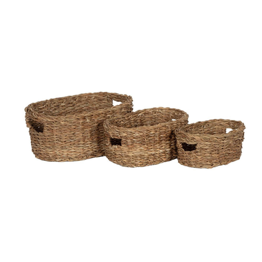 Lot de 3 paniers rectangulaires en jonc de mer