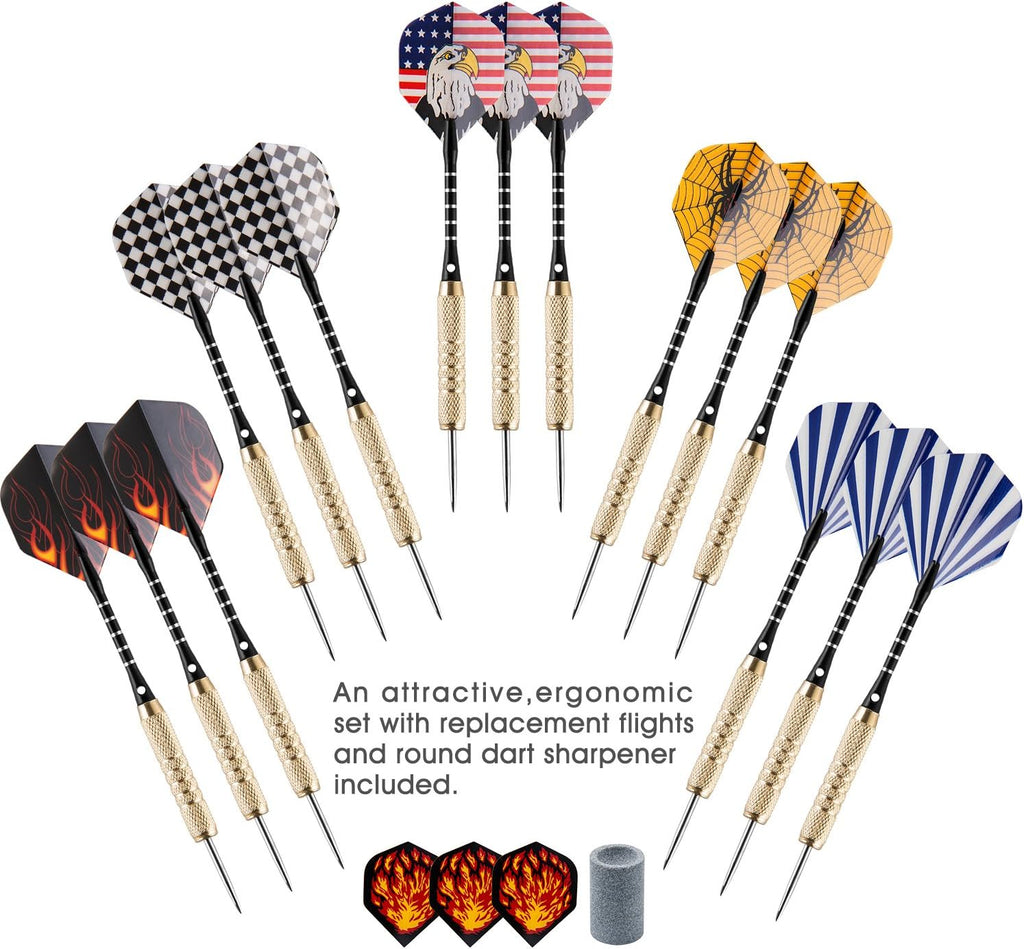 Set de 15 fléchettes pointe acier avec aiguiseur