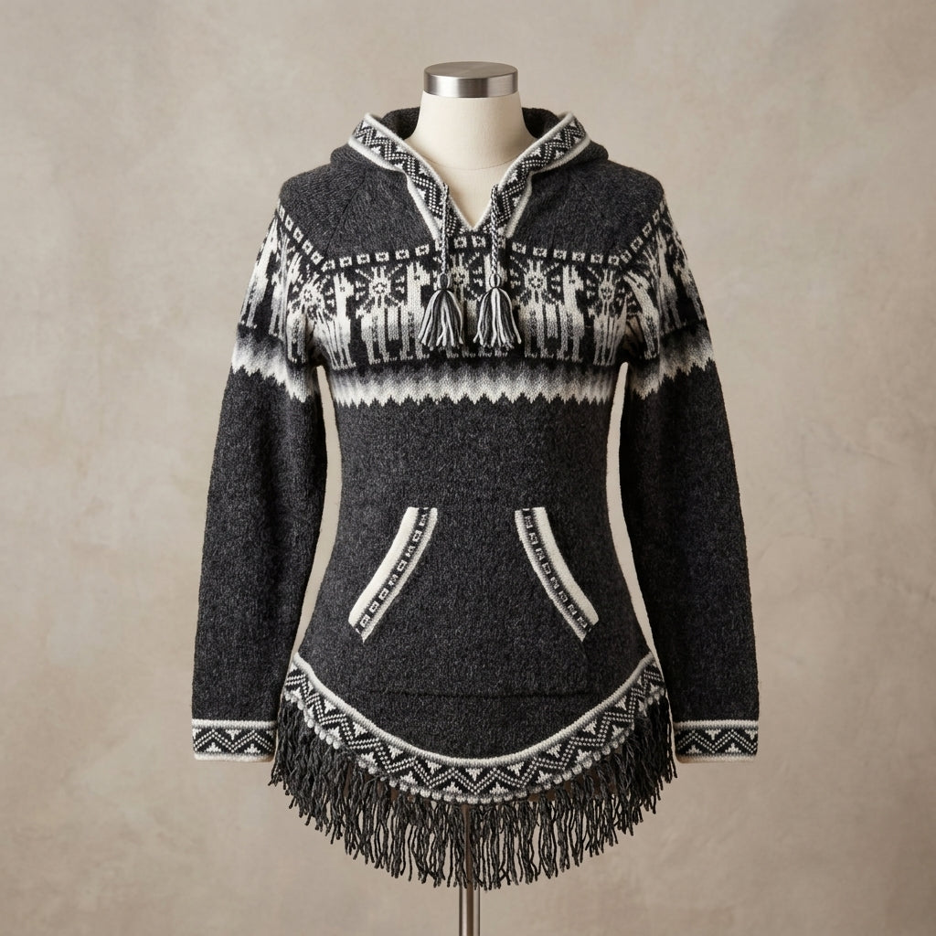 Cardigan noir en alpaga pour femme