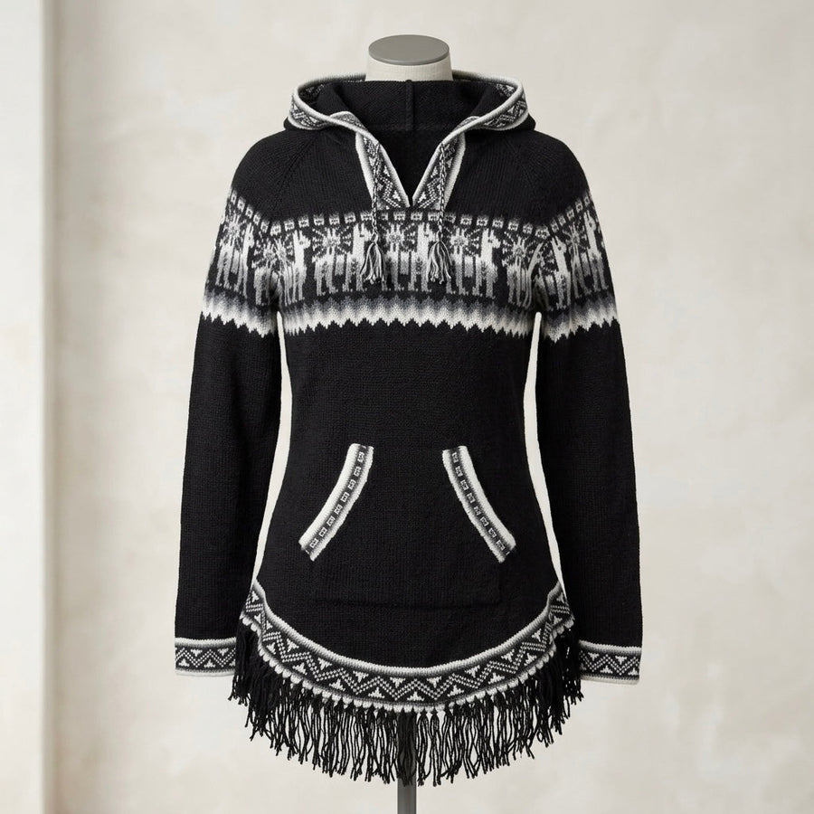 Cardigan noir en alpaga pour femme