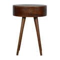 Table de chevet ronde nordique châtaigne en bois de manguier massif