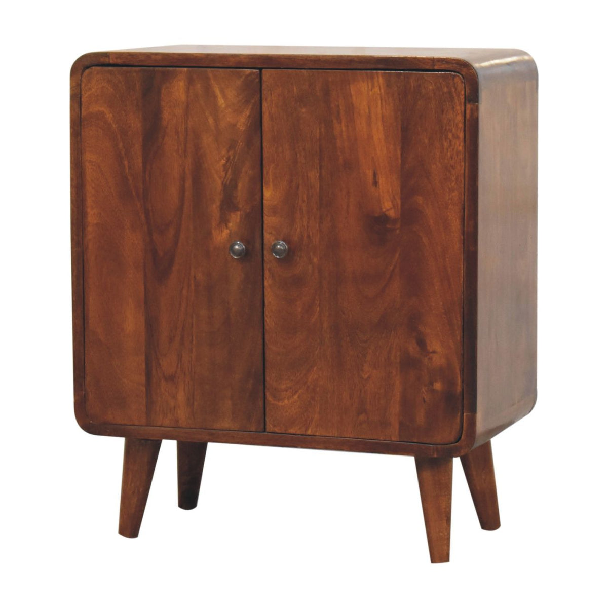 Mini armoire châtaigne à deux portes en bois de manguier