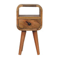 Mini table de chevet courbée oak-ish en bois de manguier massif, 1 tiroir