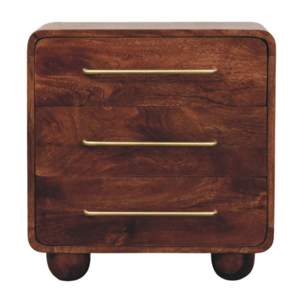 Commode chêne à trois tiroirs, vue de face
