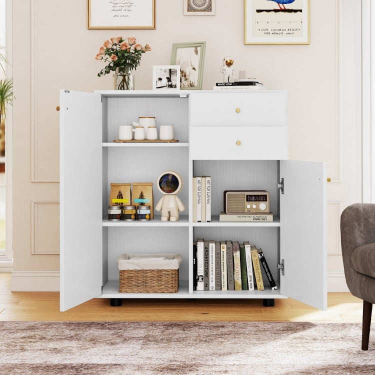 Buffet avec rangement - Meuble de bar avec 2 tiroirs, 2 portes et 3 étagères réglables