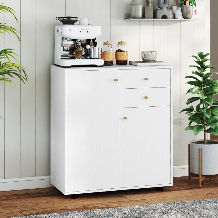 Buffet avec rangement - Meuble de bar avec 2 tiroirs, 2 portes et 3 étagères réglables