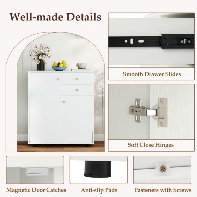 Buffet avec rangement - Meuble de bar avec 2 tiroirs, 2 portes et 3 étagères réglables