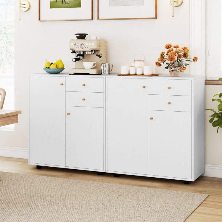 Buffet avec rangement - Meuble de bar avec 2 tiroirs, 2 portes et 3 étagères réglables