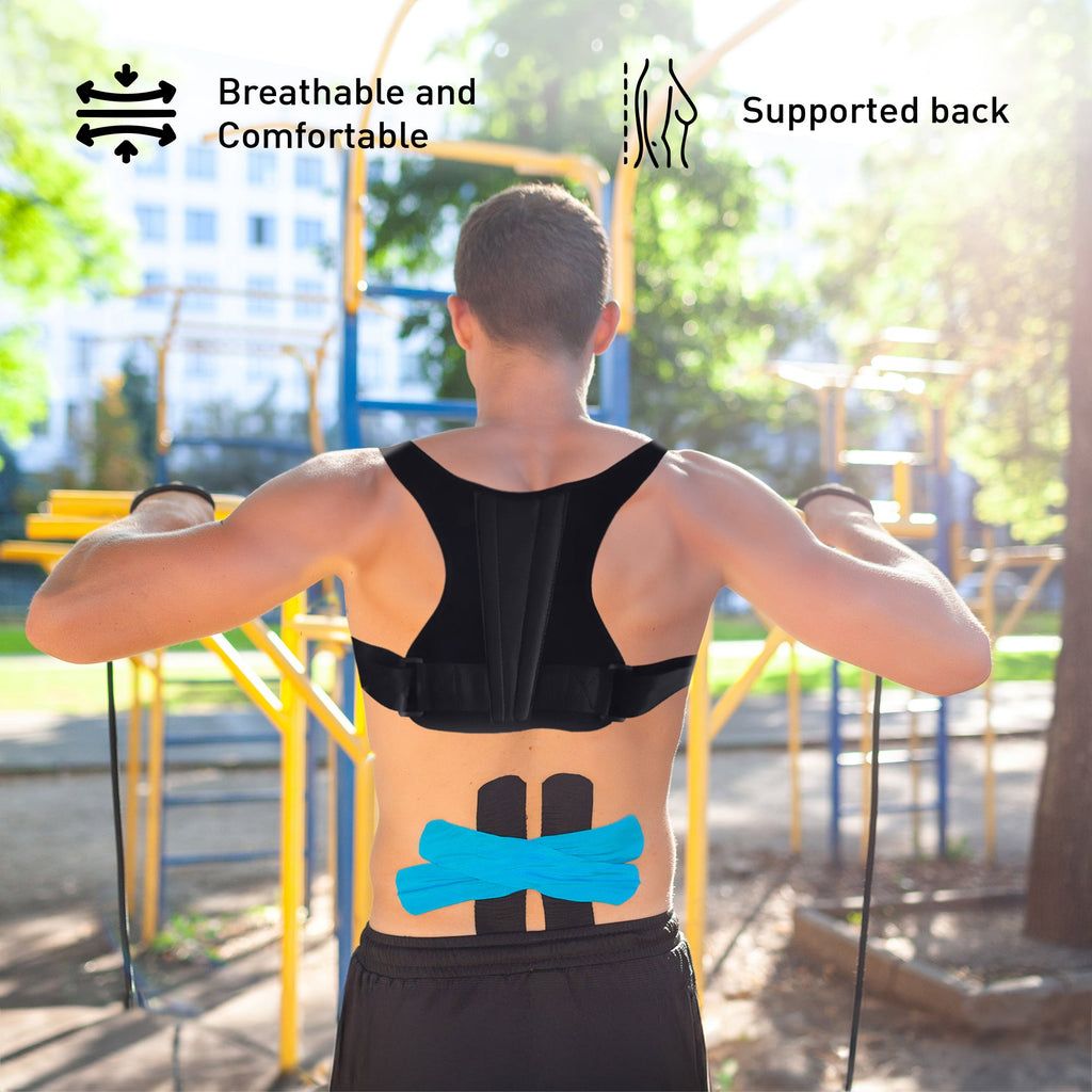 Correcteur de posture ajustable avec barre de soutien dorsal et attelle respirante pour le haut du dos