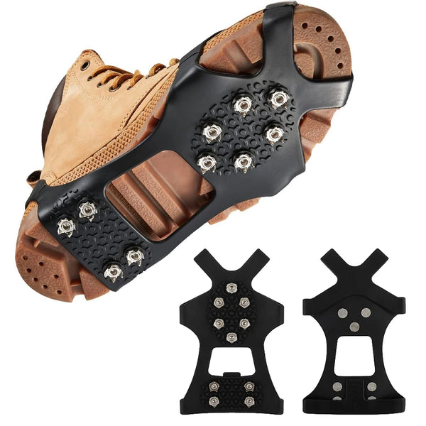 Crampons antidérapants pour glace et neige – 10 pointes en acier inoxydable