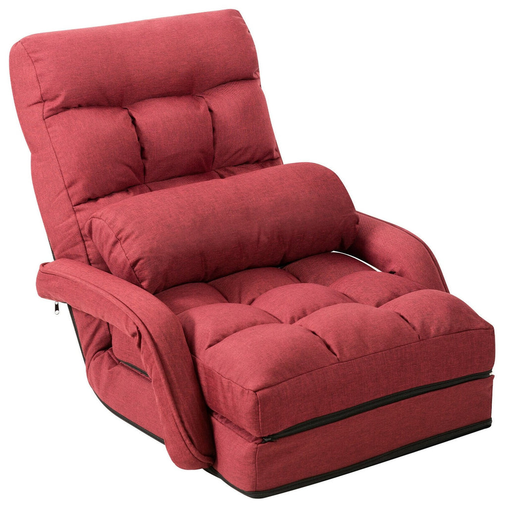 Canapé de sol pliable avec accoudoirs et coussin