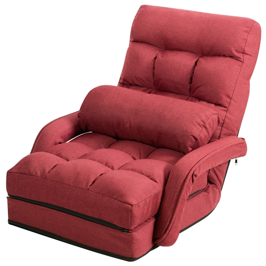 Canapé de sol pliable avec accoudoirs et coussin