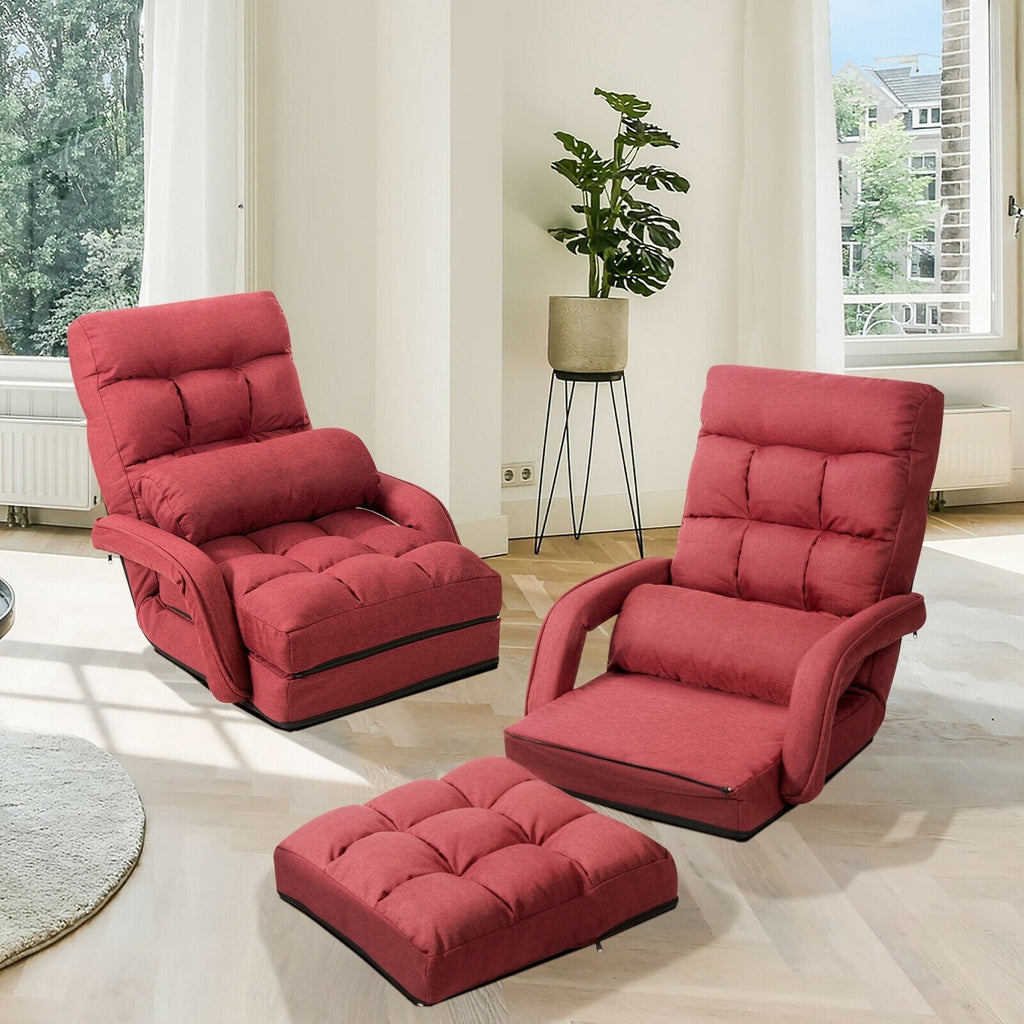 Canapé de sol pliable avec accoudoirs et coussin