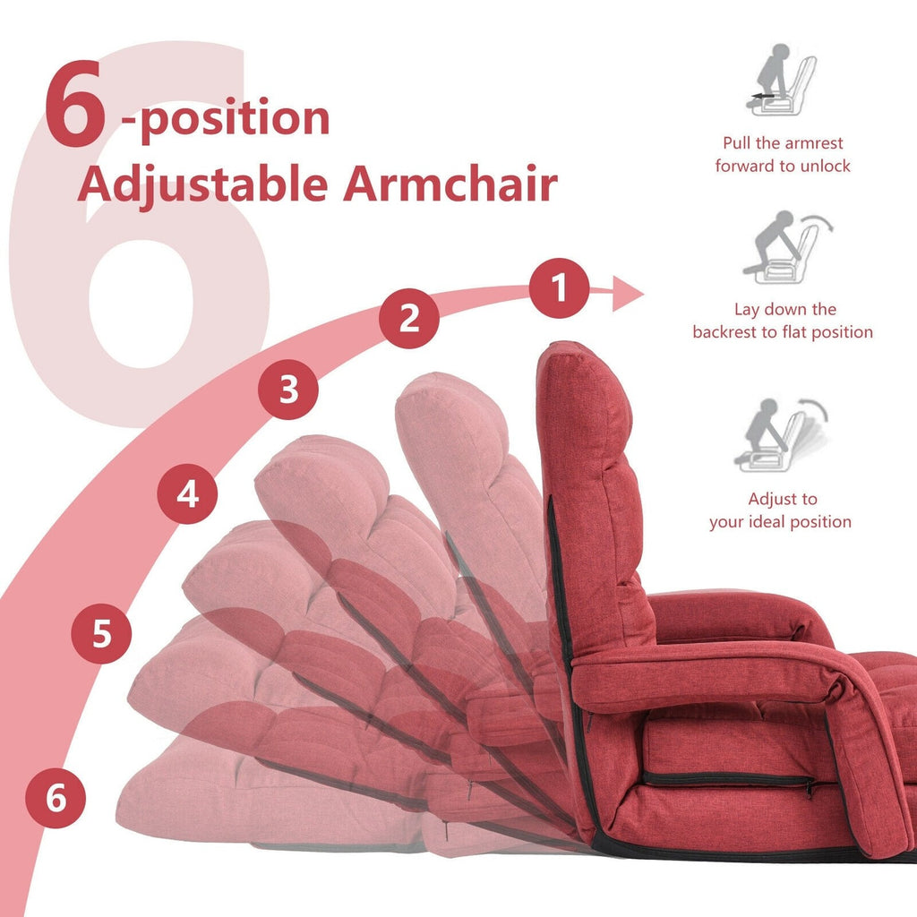 Canapé de sol pliable avec accoudoirs et coussin