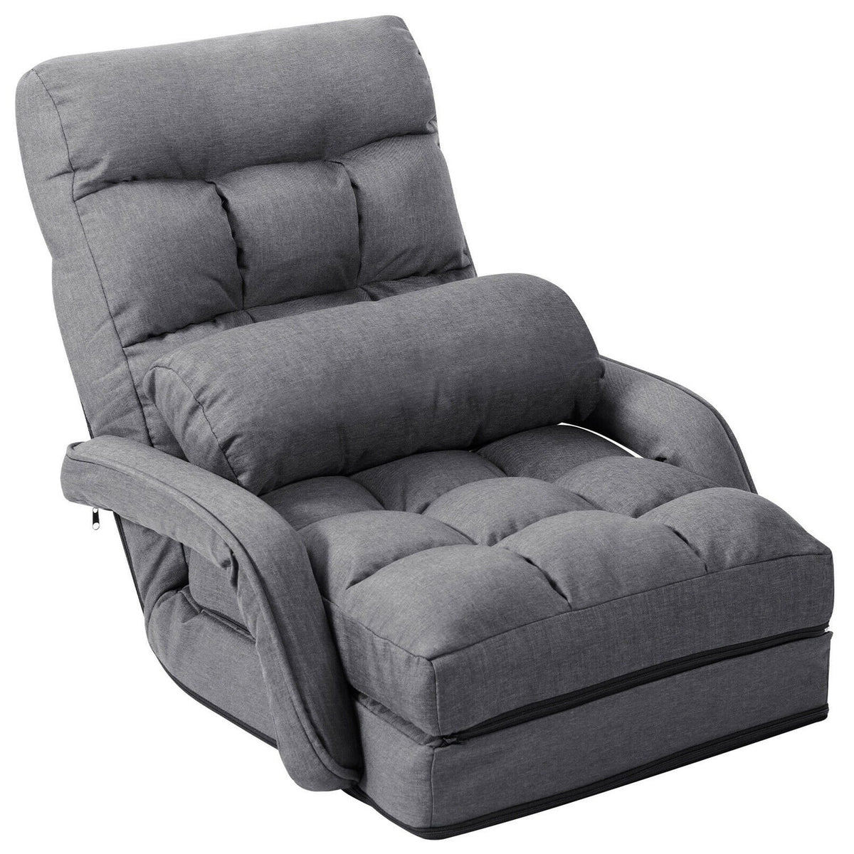 Canapé de sol pliable avec accoudoirs et coussin