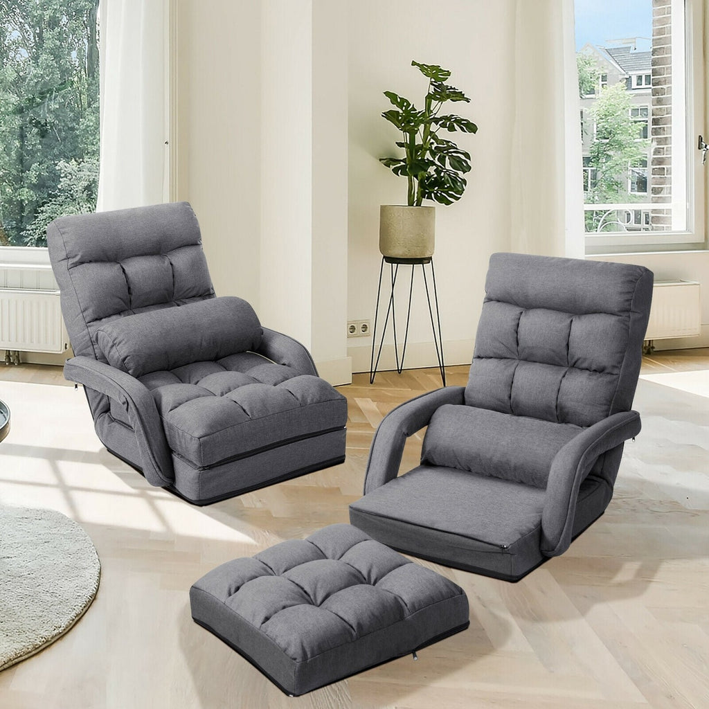 Canapé de sol pliable avec accoudoirs et coussin