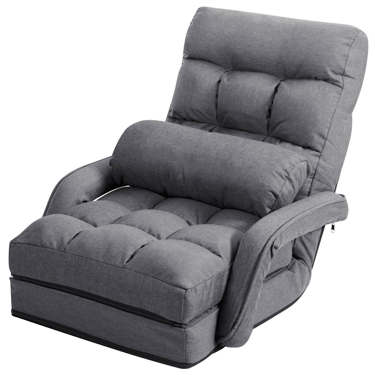 Canapé de sol pliable avec accoudoirs et coussin