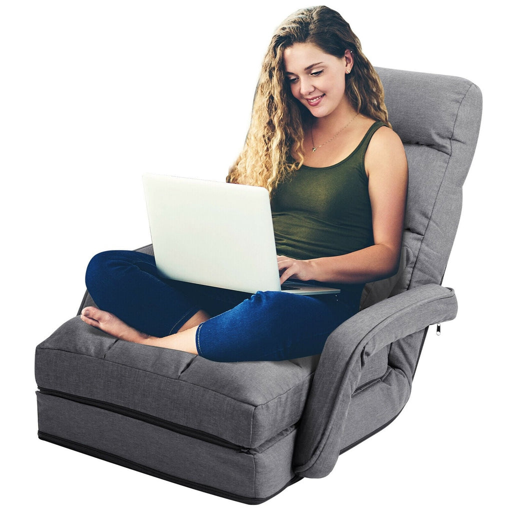Canapé de sol pliable avec accoudoirs et coussin