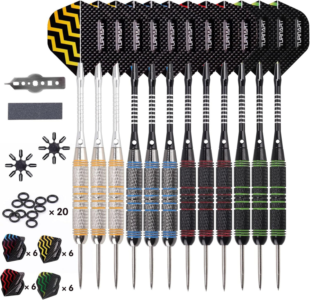 Set de fléchettes pointe acier, 12 pièces