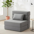 Folding Sofa Bed — Convertible Sleeper, Fold Out Couch, Light Gray