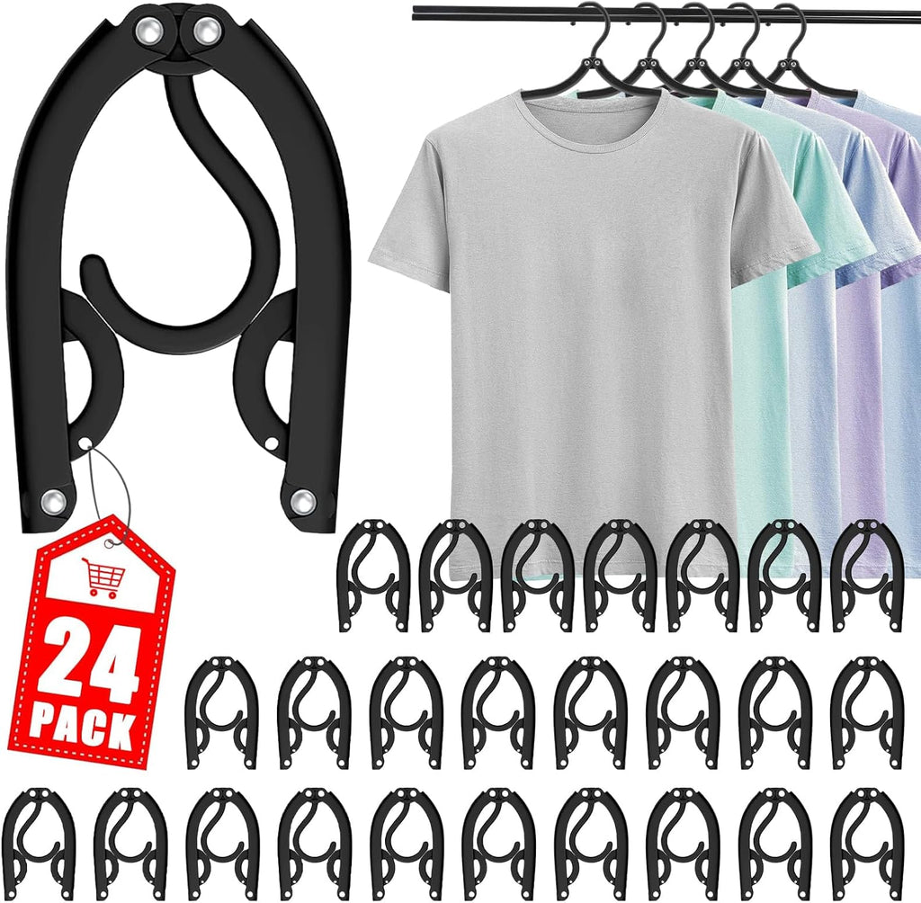 Cintres de voyage pliables noirs, lot de 24