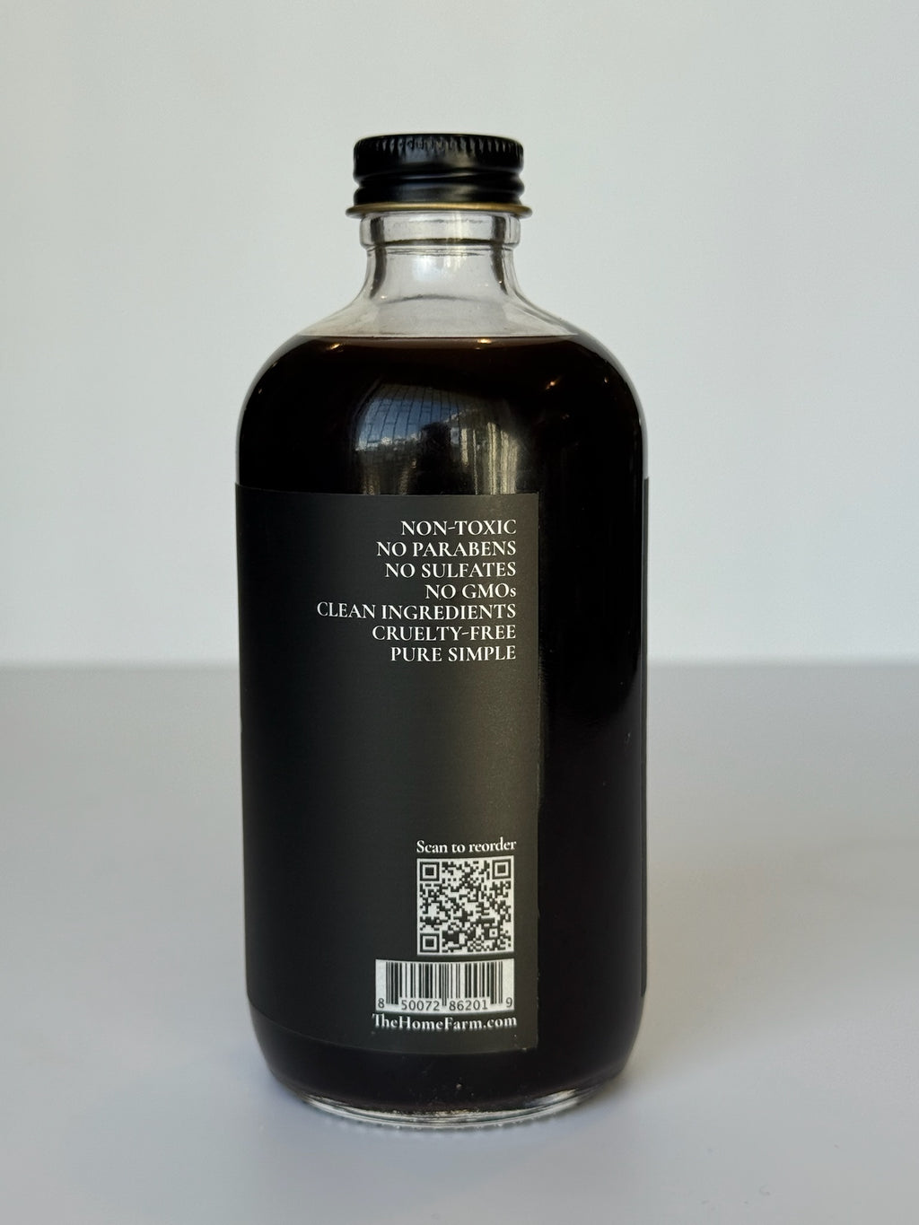 Dos de la bouteille de sirop de sureau avec le code QR et le code-barres