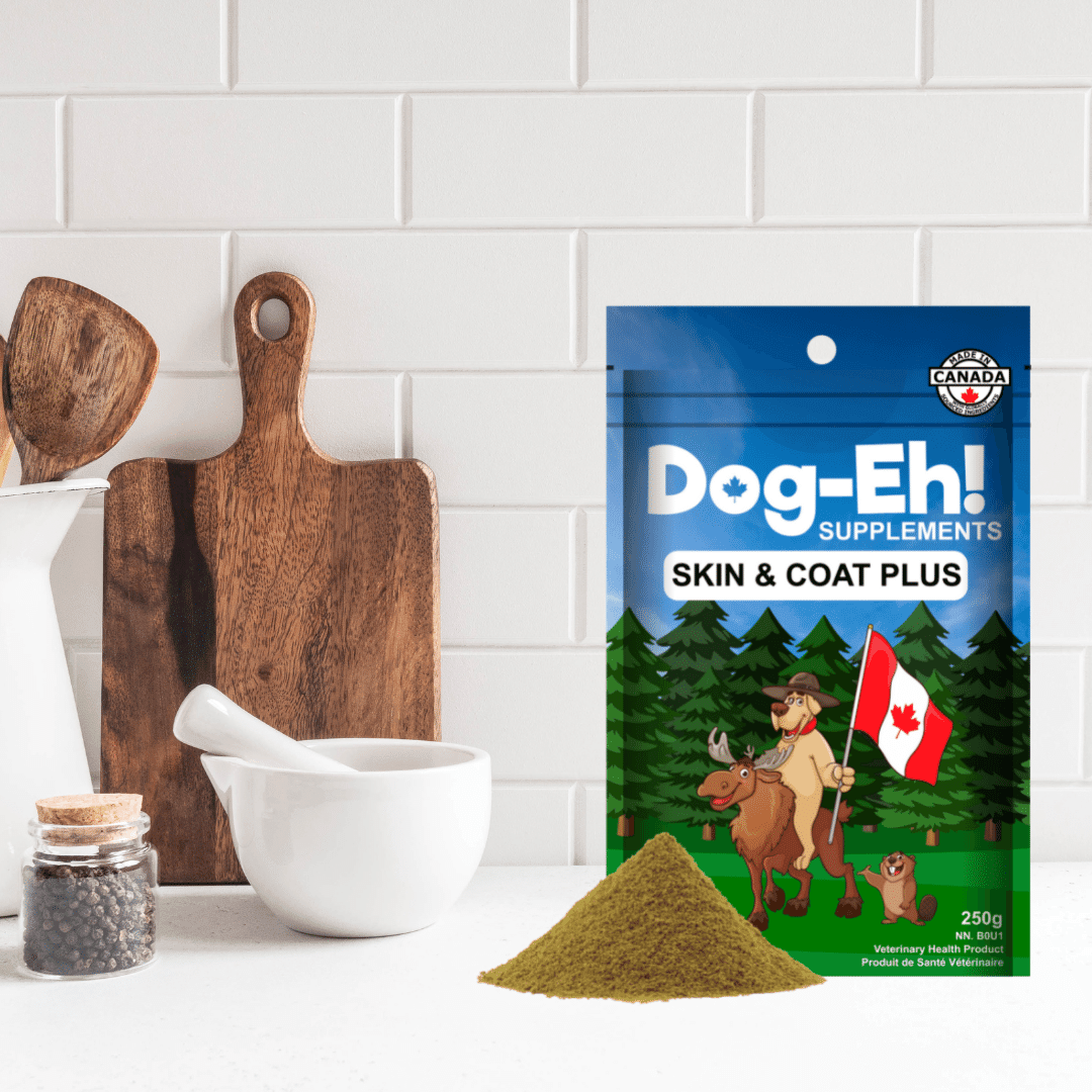 Supplément Dog-Eh! Peau et pelage Plus pour chiens, réserve de 2 mois