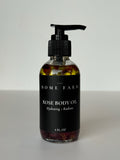 Flacon pompe de l'huile corporelle à la rose, 120 ml, vue de face