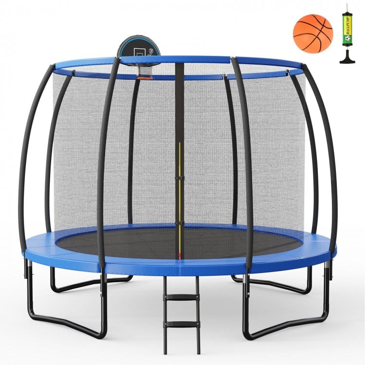 Trampoline récréatif avec panier de basketball, filet de sécurité et échelle