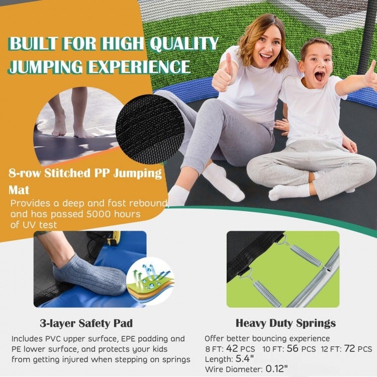 Trampoline récréatif avec panier de basketball, filet de sécurité et échelle