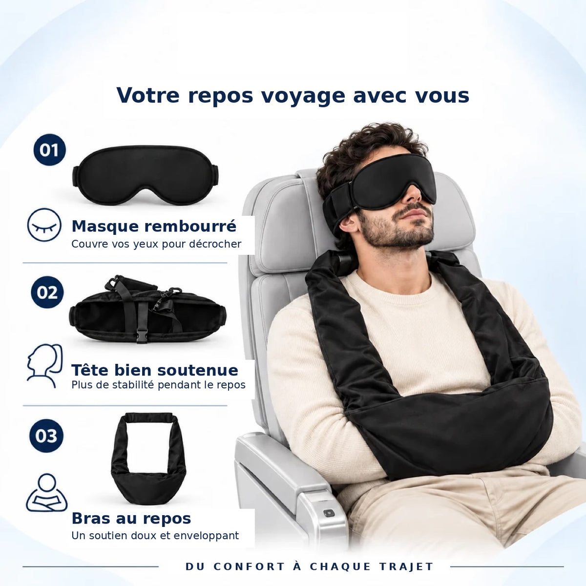 Ensemble de sommeil 3-en-1 pour voyage en avion
