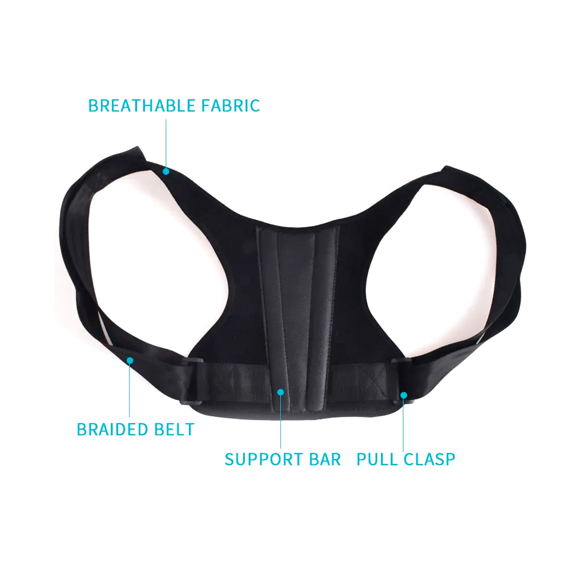 Correcteur de posture ajustable avec barre de soutien dorsal et attelle respirante pour le haut du dos