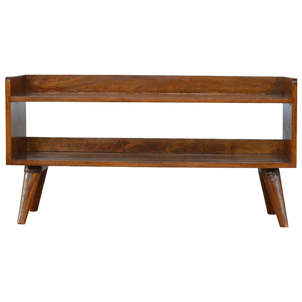 Banc à chaussures nordique châtaigne en bois de manguier massif