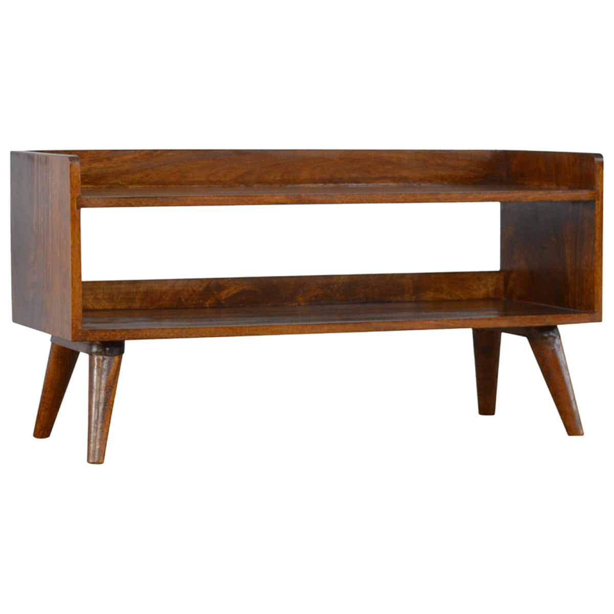 Banc à chaussures nordique châtaigne en bois de manguier massif